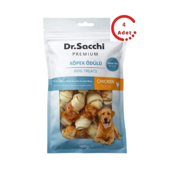 Dr.Sacchi Tavuk Sargılı Düğüm Kemik Köpek Ödülü 100 Gr x 4 Adet ürün görseli 1
