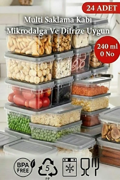 240 ml Multi Saklama Kabı Difrize Uygun 24 Adet No:0 ürün görseli 1