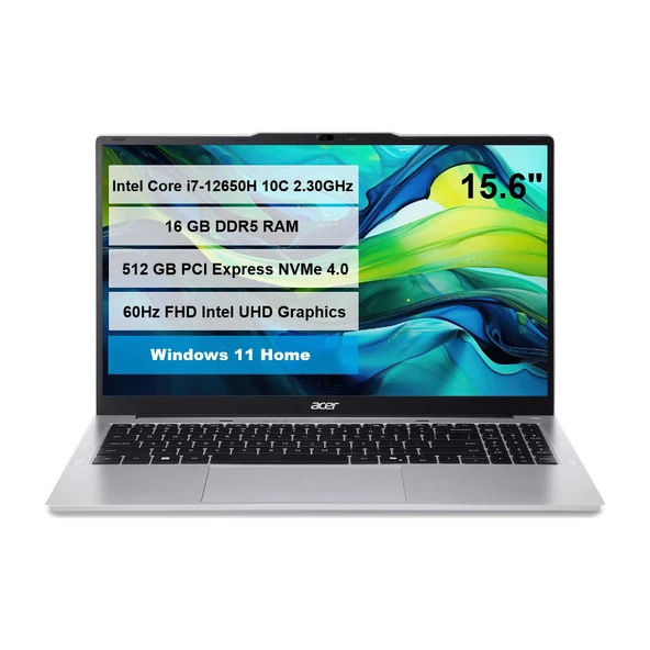 Aspire Lite AL15-71P-75E7 Intel Core i7-12650H 16GB DDR5 512GB M.2 SSD 15.6" FHD 60Hz Windows11 Home ürün görseli 1