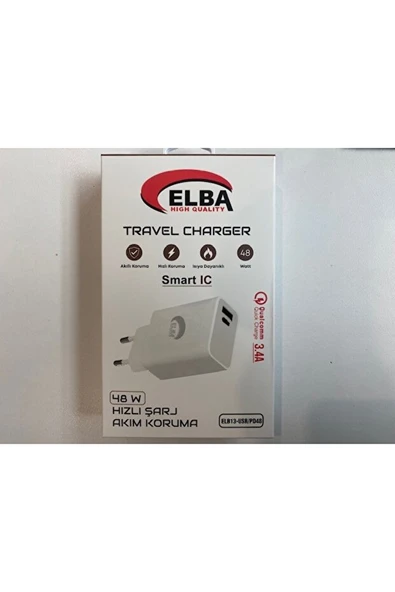 Elb13 Elb-48W 3.4A Usb-Pd48 (Usb+Type-C) Akıllı Koruma - Isıya Dayanklı Hızlı Şarj Ev Şarj Kafa ürün görseli 1