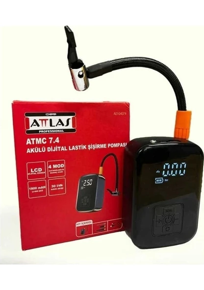 Attlas Atmc 7.4 Akülü Dijital Lastik Pompası ürün görseli 1