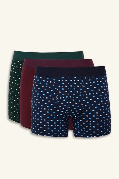 Defacto G3840AXNV135 Lacivert Regular Fit Puantiye 3'lü Boxer ürün görseli 1