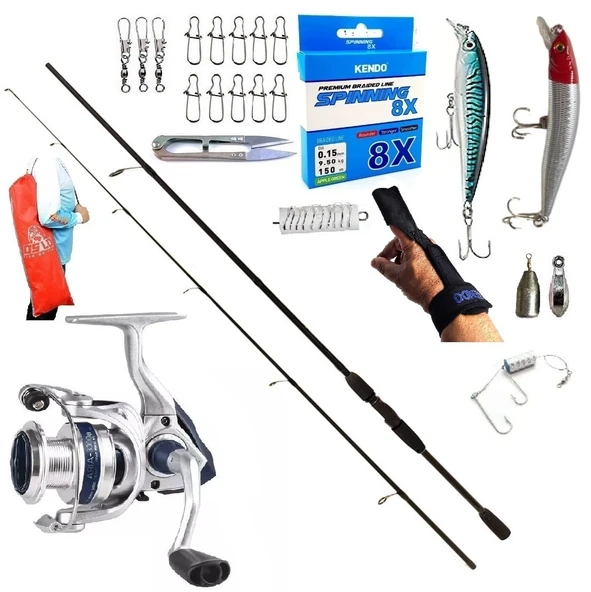 Okuma Aria 4000 240cm 20-40gr Remixon Double Black Rapala Maket Balık Spin Olta Takımı Seti ürün görseli 1
