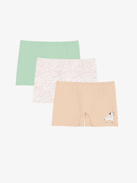 LCW Kids Beyaz Baskılı Kız Çocuk Boxer 3'lü ürün görseli 1