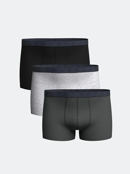 LC WAIKIKI Antrasit Standart Kalıp Pamuklu Esnek Erkek Boxer 3'lü ürün görseli 1