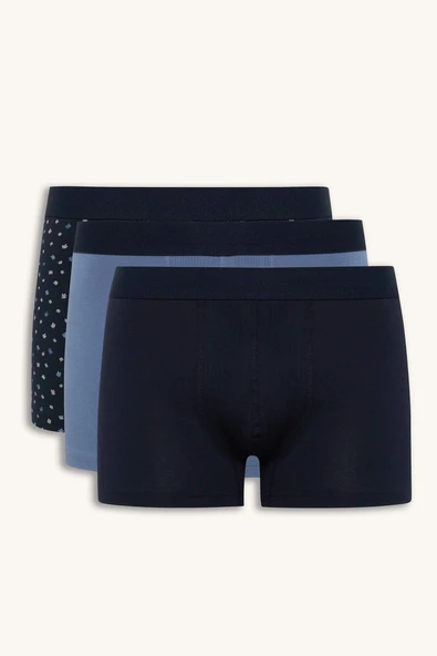 Defacto E7210 Lacivert Regular Fit Çiçekli 3'lü Boxer ürün görseli 1