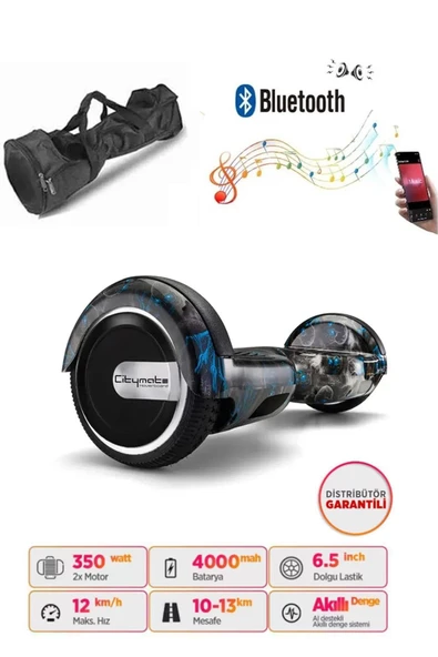 Citymate Elektrikli Kaykay Hoverboard Akıllı Denge 6.5 Inch + HoverKart + Çanta EXTREM PAKET D18 ürün görseli 1
