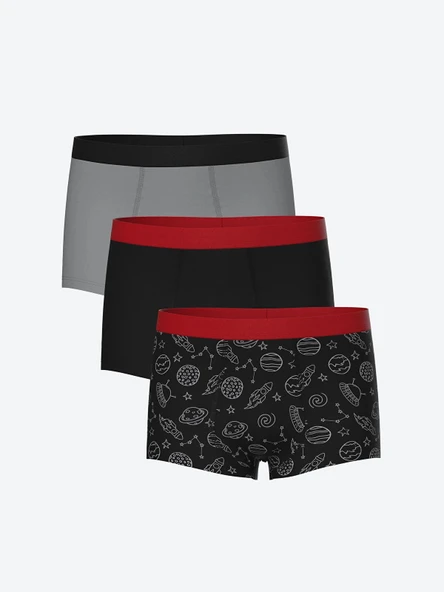 LCW Kids Siyah Baskılı Erkek Çocuk Boxer 3'lü ürün görseli 1