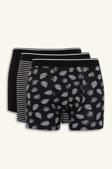 Defacto D7526AXNV135 Lacivert Regular Fit Çizgili 3'lü Boxer ürün görseli 1