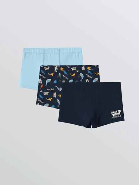 LCW Kids Lacivert Baskılı Erkek Çocuk Boxer 3'lü ürün görseli 1