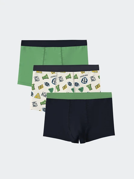 LCW Kids Ekru Baskılı Erkek Çocuk Boxer 3'lü ürün görseli 1