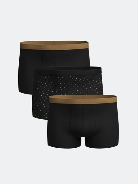 LC WAIKIKI Siyah Standart Kalıp Pamuklu Esnek Erkek Boxer 3'lü ürün görseli 1