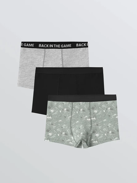 LCW Kids Gri Baskılı Erkek Çocuk Boxer 3'lü ürün görseli 1