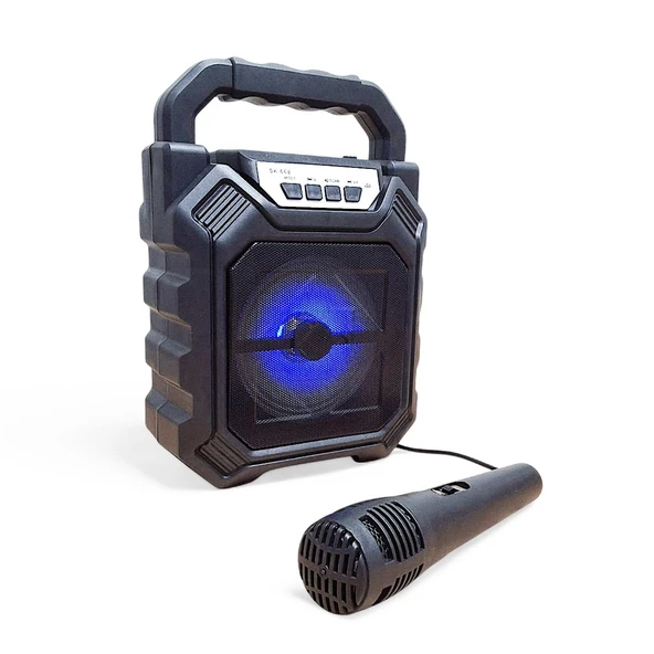 Upway Şarjlı Mikrofonlu Led Işıklı Bluetooth Hoparlör - USB-AUX-TF Kart-FM Radyo ürün görseli 1