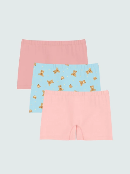 LCW Kids Pembe Ayı Teddy Baskılı Kız Çocuk Boxer 3'lü ürün görseli 1