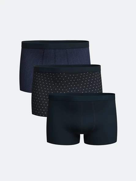 LC WAIKIKI Lacivert Standart Kalıp Pamuklu Esnek Erkek Boxer 3'lü ürün görseli 1