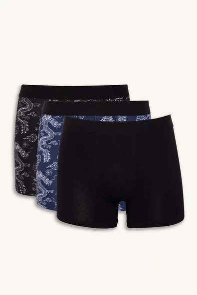 Defacto G3842AXNV135 Lacivert Regular Fit Hayvan Baskılı 3'lü Boxer ürün görseli 1
