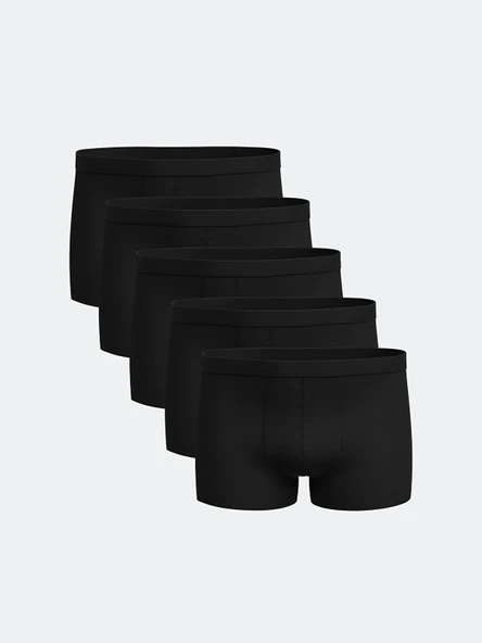 LC WAIKIKI Siyah Standart Kalıp Pamuklu Esnek Erkek Boxer 5'li ürün görseli 1