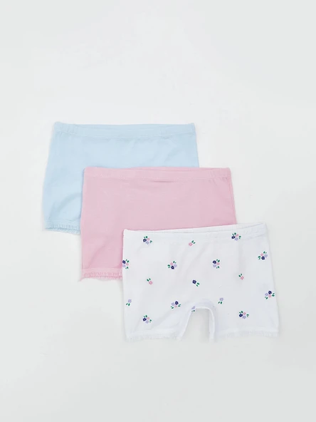 LCW Kids Beyaz Baskılı Kız Çocuk Boxer 3'lü ürün görseli 1