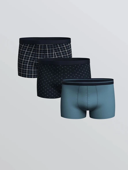 LC WAIKIKI Lacivert Standart Kalıp Pamuklu Esnek Erkek Boxer 3'lü ürün görseli 1