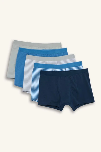 Defacto G8449A8BE358 Mavi Çizgili Penye 5'li Boxer Erkek Çocuk ürün görseli 1