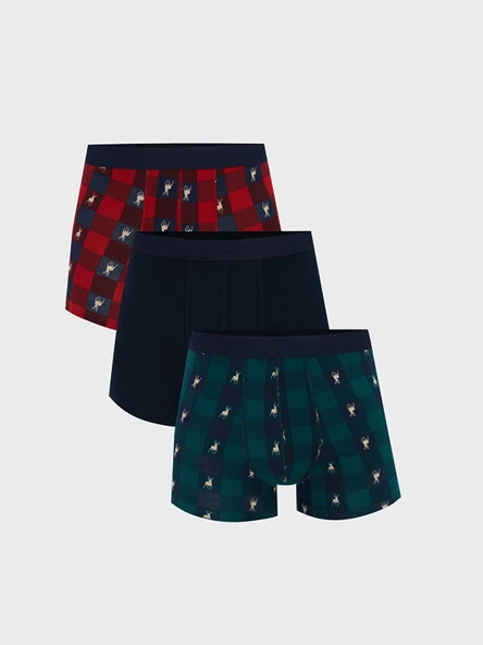 LC WAIKIKI Kırmızı Standart Kalıp Pamuklu Esnek Erkek Boxer 3'lü ürün görseli 1