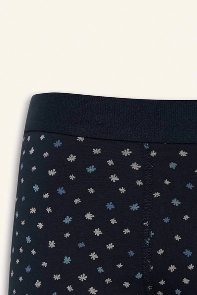 Defacto E7210 Lacivert Regular Fit Çiçekli 3'lü Boxer - Resim 4