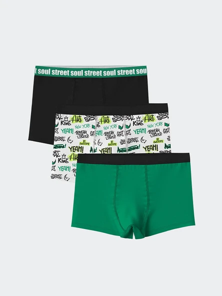 LCW Kids Beyaz Baskılı Erkek Çocuk Boxer 3'lü ürün görseli 1