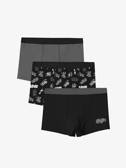 LCW Kids Siyah Baskılı Erkek Çocuk Boxer 3'lü ürün görseli 1