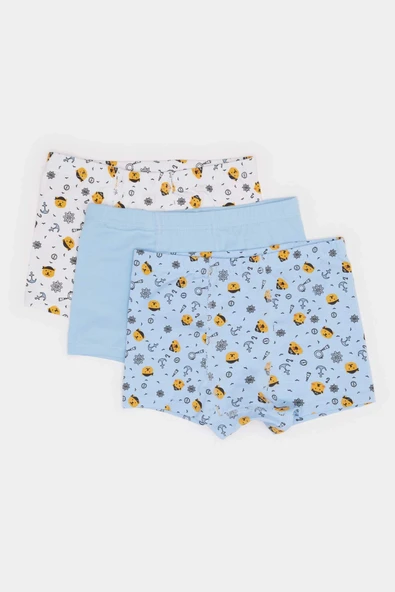 Defacto E6870 Beyaz Erkek Çocuk Desenli 3'lü Boxer ürün görseli 1