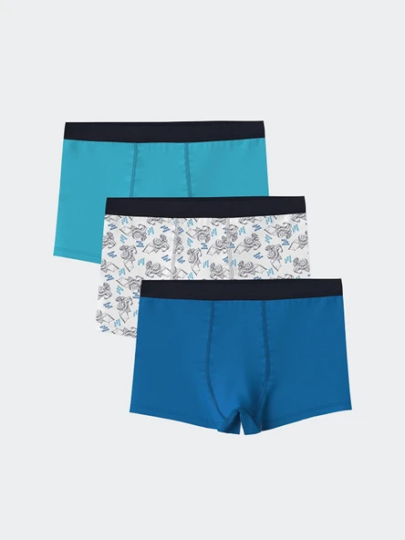 LCW Kids Beyaz Baskılı Erkek Çocuk Boxer 3'lü ürün görseli 1