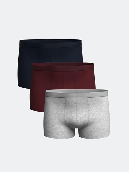 LC WAIKIKI Bordo Standart Kalıp Pamuklu Esnek Erkek Boxer 3'lü ürün görseli 1