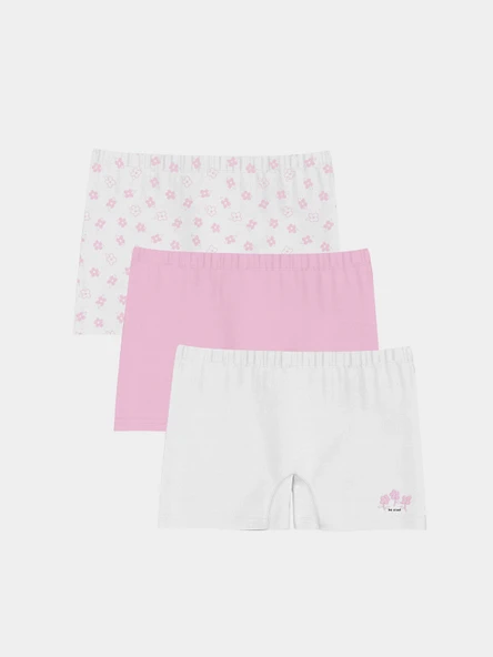LCW Kids Beyaz Baskılı Kız Çocuk Boxer 3'lü ürün görseli 1