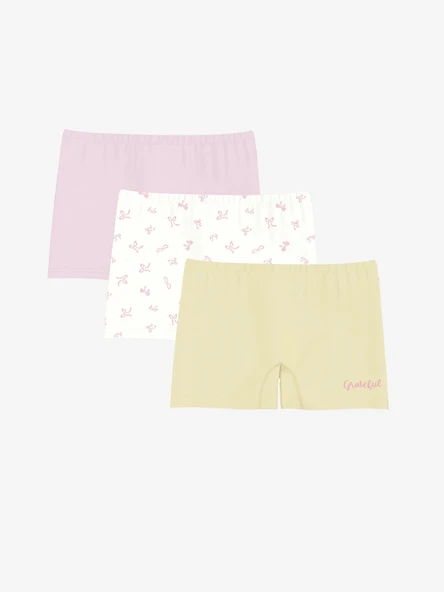 LCW Kids Sari Baskılı Kız Çocuk Boxer 3'lü ürün görseli 1