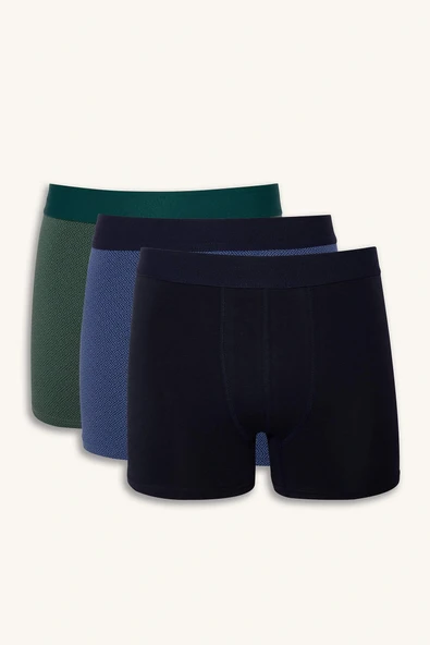 Defacto B7793AXNV135 Lacivert Regular Fit Etnik Desenli 3'lü Boxer ürün görseli 1