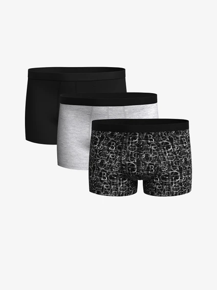 LC WAIKIKI Siyah Standart Kalıp Pamuklu Esnek Erkek Boxer 3'lü ürün görseli 1