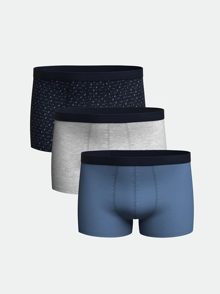 LC WAIKIKI Lacivert Standart Kalıp Pamuklu Esnek Erkek Boxer 3'lü ürün görseli 1