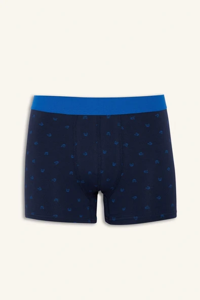 Defacto G4673AXBE103 Mavi Regular Fit Baskılı 3'lü Boxer - Resim 2
