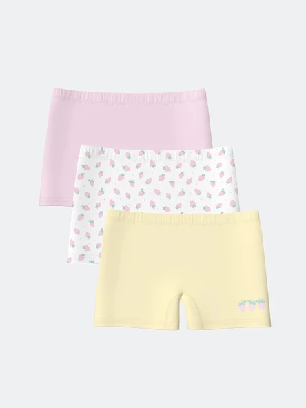 LCW Kids Ekru Baskılı Kız Çocuk Boxer 3'lü ürün görseli 1