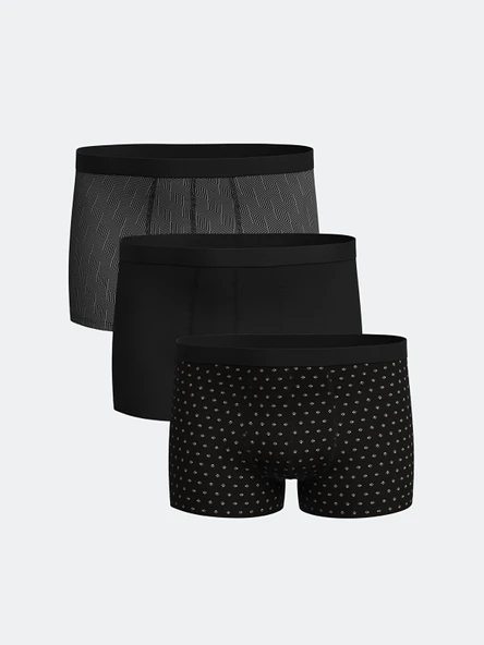 LC WAIKIKI Siyah Standart Kalıp Pamuklu Esnek Erkek Boxer 3'lü ürün görseli 1