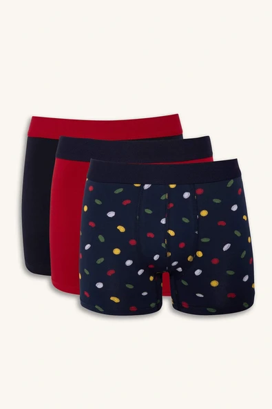 Defacto G4683AXNV135 Lacivert Regular Fit Desenli 3'lü Boxer ürün görseli 1