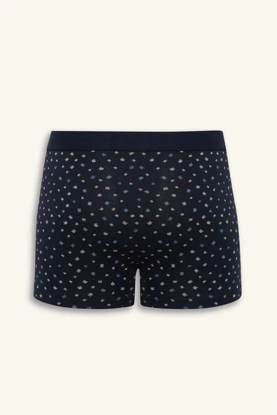 Defacto E7210 Lacivert Regular Fit Çiçekli 3'lü Boxer - Resim 3