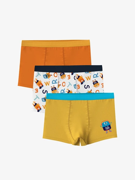 LCW Kids Beyaz Baskılı Erkek Çocuk Boxer 3'lü ürün görseli 1