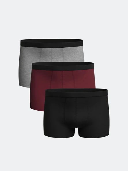 LC WAIKIKI Siyah Standart Kalıp Pamuklu Esnek Erkek Boxer 3'lü ürün görseli 1