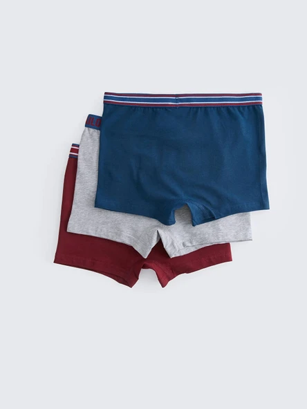 LCW Kids Bordo Basic Pamuklu Erkek Çocuk Boxer 3'lü - Resim 2
