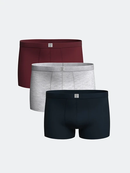 LC WAIKIKI Bordo Standart Kalıp Pamuklu Esnek Erkek Boxer 3'lü ürün görseli 1