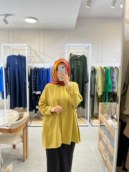 Nuss 3001 Oversize Düğmeli Gömlek Amber ürün görseli 1