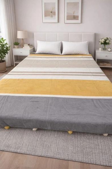 Merinos Colorway Asche Çift Kişilik Pamuklu Battaniye 180x220 cm ürün görseli 1