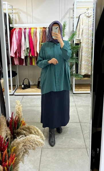 Nuss 3001 Oversize Düğmeli Gömlek Jungle - Resim 2
