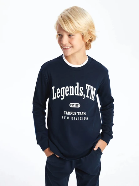 LCW Kids Lacivert Bisiklet Yaka Erkek Çocuk Tişört ürün görseli 1